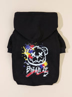 QWINEE Cartoon Bear Print Cat Hoodie Breathable Stretchy Sweatshirts - Image 4