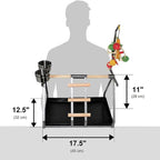 Parrot Bird Perch Table Top Stand Metal Wood 2 Steel Cups Play - Image 3