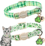2 Pack St. Patrick's Day Cat Collars, DOGWONG Spring Green Shamrock Cat Collars by DOGWONG