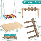 4 Pcs Bird Perch with Swing, Parrot Perches Platform with Chew Blocks, Natural - Image 2