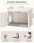 Cat Litter Box Enclosure Furniture, Handwoven Rattan Hidden Litter Box - Image 5