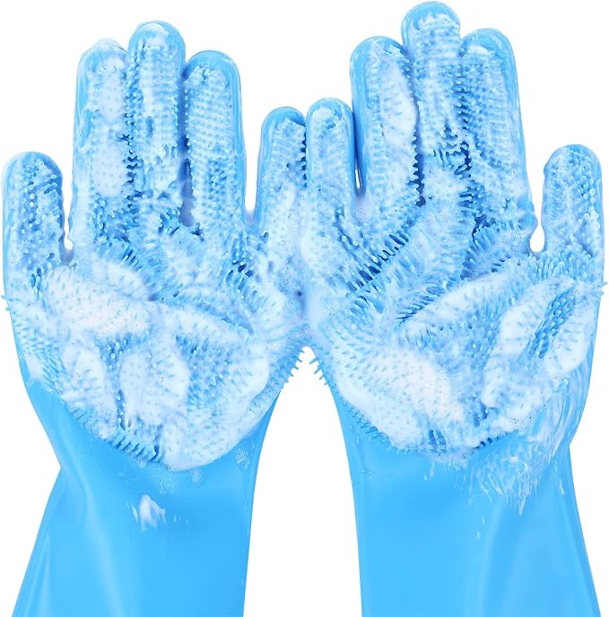 Pecute Pet Grooming Gloves Large, Heat Resistant Cat Bathing Gloves by pecute