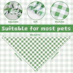 2Pcs Dog Bandanas Sage Green Plaid Triangle Pet Scarf Adjustable Puppy - Image 2