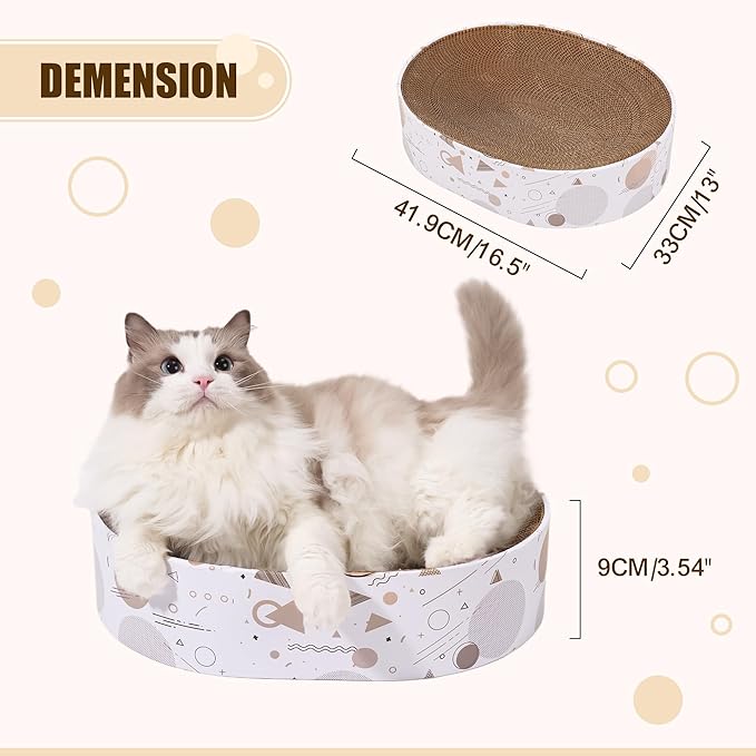 Oval Sturdy Cat Scratching Cardboard Pad Breathable Cat Scratch Pad, Cat - Image 3