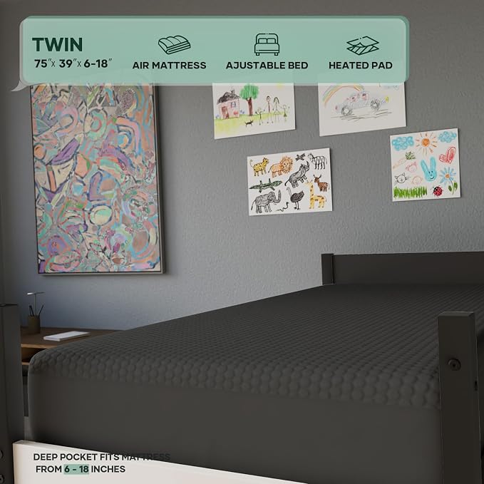OhGeni 100% Waterproof Mattress Protector, Twin-Gray Size Mattress Pad - Image 5