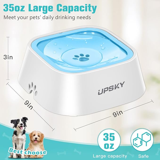 UPSKY No-Slip Slow Drinking Bowl - 35oz No Spill Pet Water Dispenser - Image 3