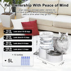 RIZZARI Dog Water Bowl Dispenser: 5L Large Stainless Steel Gravity Feeder - Image 2
