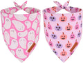 ADOGGYGO Pink Halloween Dog Bandanas 2 Pack, Reversible Ghost Pumpkin Scarf Bib by ADOGGYGO