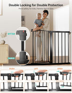 COMOMY 30" Tall Baby Gate for Stairs Doorways, Fits Openings 29.5" to 46" Wide - Image 3