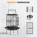VINGLI 83 Inch Bird Cage with Play Top, Large Wrought Iron Bird Cage with Wheels - Image 5