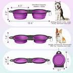 Pawaboo 2-in-1 Collapsible Dog Bowls, Dual Puppy Food and Water Bowls, 180° - Image 2