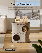 DownyPaws Cat House for Indoor Cats, 2-Storey Foldable Cat Bed Cave, Felt Cats - Image 5