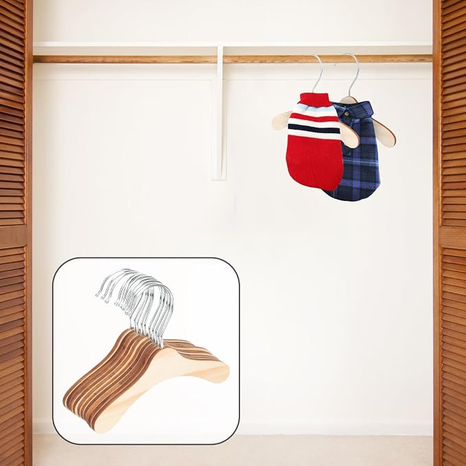 Wooden Pet Hangers for Small Dogs and Cats, 6.3 Inch Solid Wood Daily Clothes - Image 4