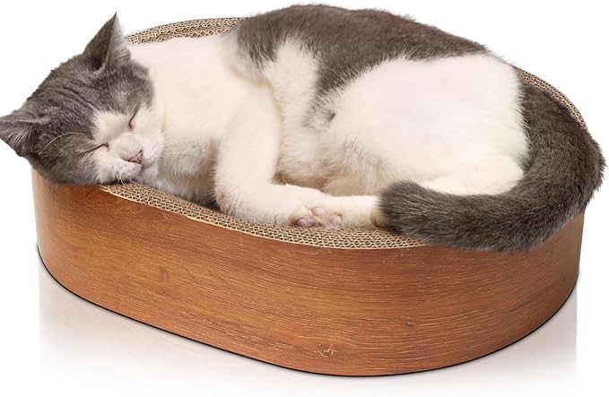 ComSaf Cat Scratcher Bed, Durable Cat Scratching Board, Oval Cat Scratch Pad by ComSaf