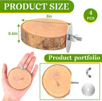 4PCS Natural Wood Round Bird Perch Platform - Image 2