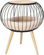 Kitty City Modern Cat Bed with Wooden Side Table, Elevated Indoor Cat Lounge - Image 7