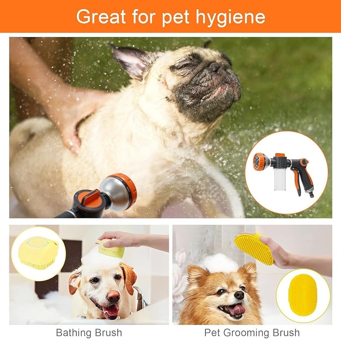Dog Wash Hose Attachment, 8 in 1 Garden Hose Nozzle Sprayer - Image 5
