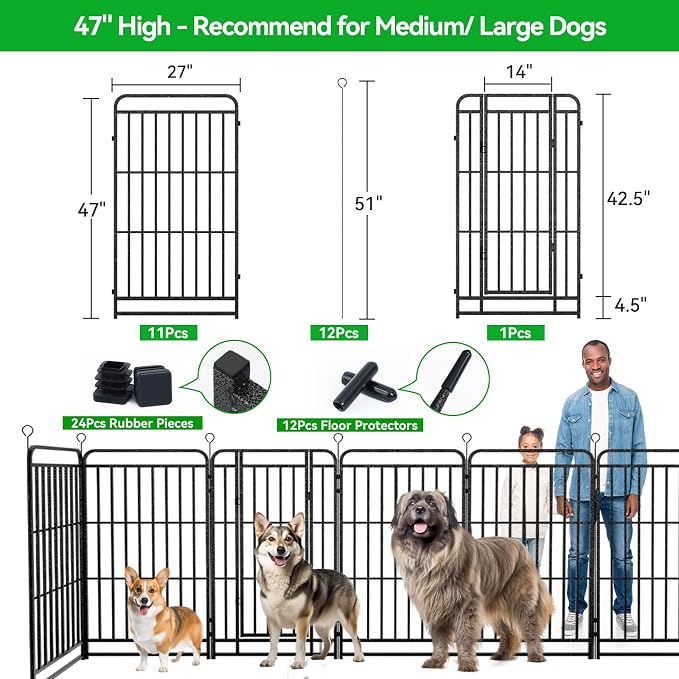 Heavy Duty Dog Playpen: 12 Steel Panels 47" Height, Square Steel Pipe - Image 5