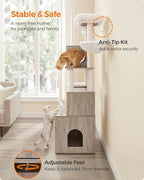 Feandrea Cat Tree with Litter Box Enclosure, 70.1-Inch Tall Cat Tower, 2-in-1 - Image 9