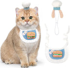 HOWWFALY Cat Halloween Costumes Pet Chef Hat &Hamburger Bib Costume Set by HOWWFALY
