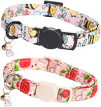 Cat Collar-2 Pack Cat Collars bee & Strawberry Cat Collar Breakaway by BoboRainbow