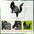 Bnesi Floral Long-Haired Cat Yard Decor Pet Grave Markers Metal Sign Silhouette - Image 3