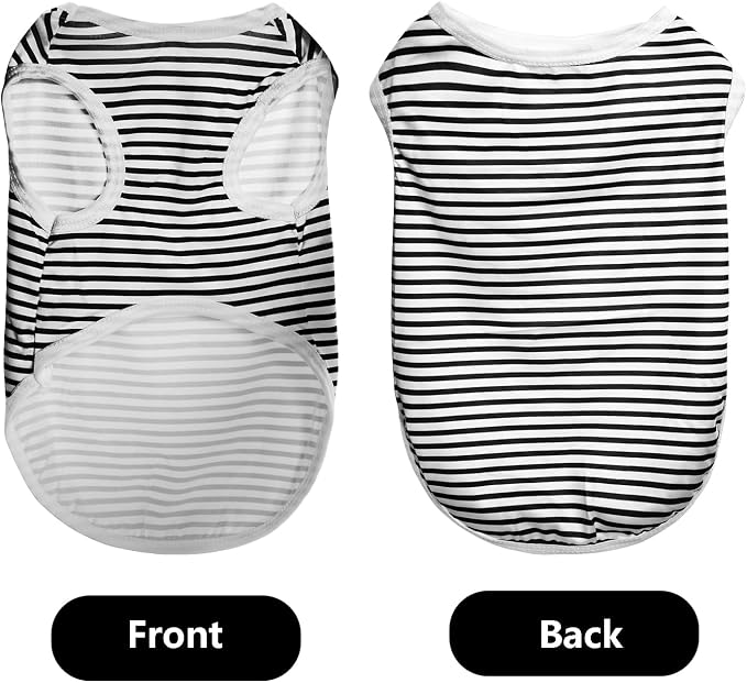 3 Pcs Cat Shirts Solid Color Dog Clothes Summer Sleeveless Stripe Pet T Shirts - Image 4