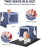 Cat Litter Box with X-Large Litter Mat and Scoop, Large Covered Litter Box with - Image 2