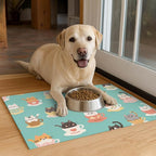 Cat Feedings Mats 20x12 inch Teacup Cat Print Pet Bowl Placemat Non Slip Mat - Image 4