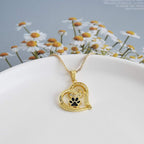 Personalized Cute Dog Cat Paw Name Necklace Forever Love Custom Heart Pendant - Image 8