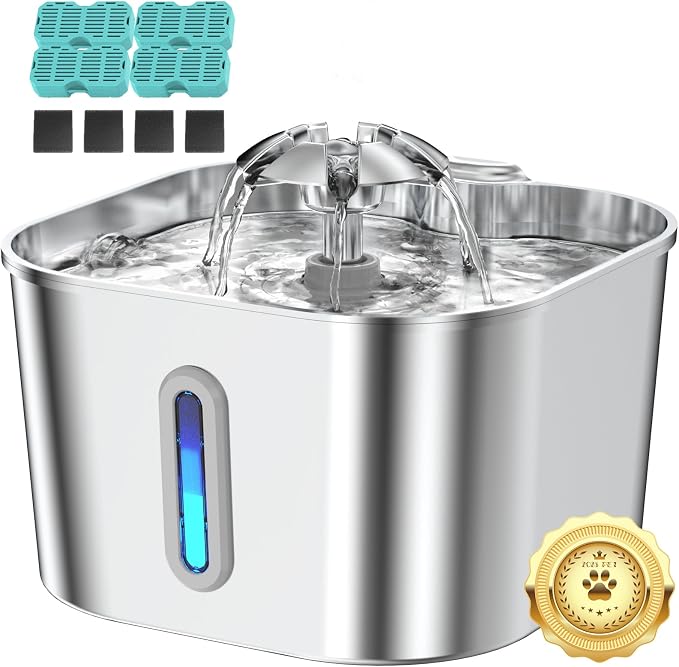 Cat Water Fountain Stainless Steel by Vekonn