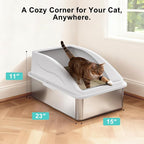 2 Pack Stainless Steel Litter Box | XL Enclosed Cat Litter Boxes - Image 5