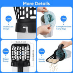 MYPIN Cat Litter Scooper with Holder, Upgraded Cat Litter Shovel with Bags and - Image 4