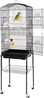 ZENY 63.4 Inch Bird Cage, Rolling Wrought Iron Parrot Cage by ZENY