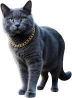 Gold Cat Chain Collar, Adjustable Cuban Link Necklace by CWYZA