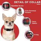 Christmas Dog Collar, Unique Style Paws Red Green Grids Dog Collar - Image 3