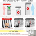 Lumizone Extra Tall Cat Gate 61.02" High Pressure Mounted Extra Wide - Image 3