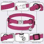 Leather Cat Collar with Buckle and Removable Bell - Image 5