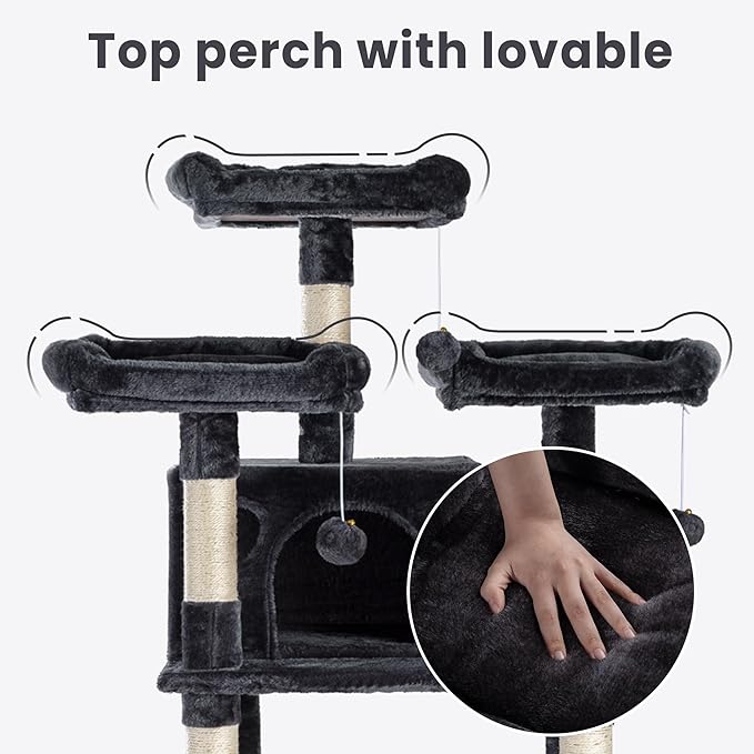 SHA CERLIN 68 Inches Multi-Level Large Cat Tree - Image 4