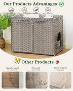 Cat Litter Box Enclosure Furniture, Handwoven Rattan Hidden Litter Box - Image 3