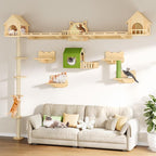 DWVO Solid Wood Cat Wall Shelves and Perches, Tall Floor to Ceiling Cat Tower w by DWVO