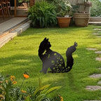 Bnesi Floral Long-Haired Cat Yard Decor Pet Grave Markers Metal Sign Silhouette - Image 6
