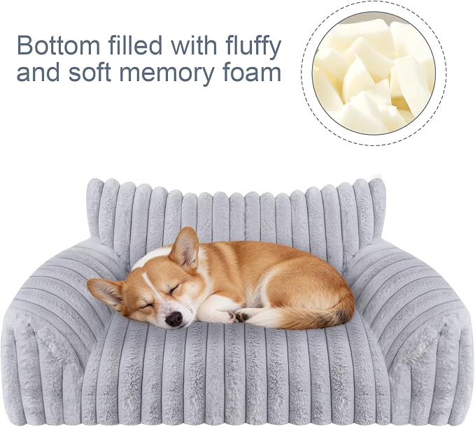 Cute Dog Cat Couch for Medium Large Dogs, Fluffy Pet Sofa Dog Couch Bed - Image 3