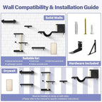 Cat Wall Shelves, Stable & Safe 6 in 1 Cat Furniture Set Black, - Image 5