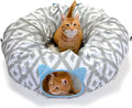Kitty City Large Cat Tunnel Bed, 2-in-1 Zip-Together Cat Play Tunnel & Plush by KittyCity