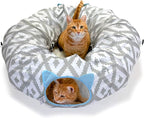 Kitty City Large Cat Tunnel Bed, 2-in-1 Zip-Together Cat Play Tunnel & Plush by KittyCity