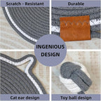 Cat Scratcher Mat, Natural Cotton Rope Cat Scratching Pad, 16.9'' Round Cat - Image 4