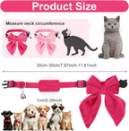 2 Pcs Pink Cat Collar with Bow Bells Breakaway Cat Bowtie Collar with Bell - Image 2