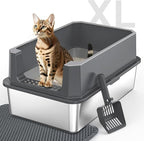 Stainless Steel Litter Box, Extra Large Litter Boxes by MIXJOY