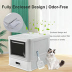 Marchul Enclosed Stainless Steel Cat Litter Box - Image 3